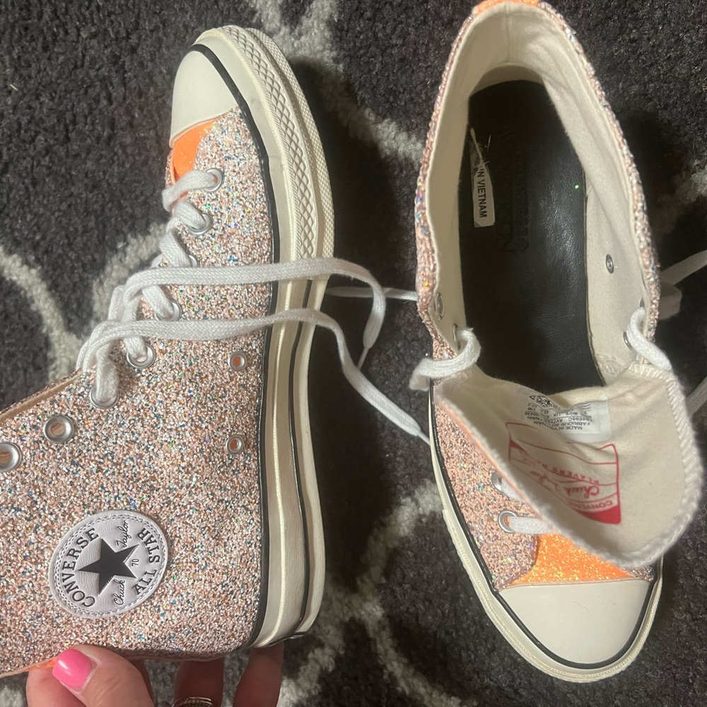 Orange Glitter Chuck Taylors